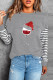 Grey Casual Print Patchwork O Neck Tops