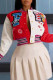Red Casual Print Patchwork O Neck Outerwear