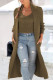 Coffee Casual Solid Patchwork Cardigan Collar Outerwear(Two Pieces)