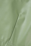 Green Sexy Casual Solid Backless Oblique Collar Sleeveless Two Pieces
