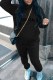 Black Casual Print Letter Hooded Collar Long Sleeve Two Pieces