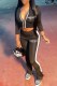 Black Casual Print Letter Zipper Collar Long Sleeve Two Pieces