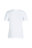 Red Street Daily Print Patchwork Letter O Neck T-Shirts