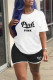Black Casual Print Patchwork O Neck Short Sleeve Two Pieces