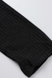 Black Casual Sportswear Solid Patchwork Turtleneck Long Sleeve Two Pieces