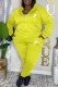 Yellow Casual Letter Embroidered Hooded Collar Long Sleeve Two Pieces