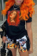Black Vintage Simplicity Print Patchwork O Neck T-Shirts
