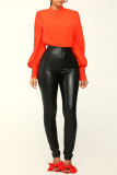 Caramel Colour Casual Solid Pocket Skinny High Waist Conventional Solid Color Bottoms