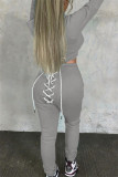 Red Casual Print Patchwork Hooded Collar Long Sleeve Two Pieces