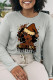 Grey Vintage Simplicity Print Santa Claus Patchwork O Neck Tops