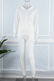 Green Casual Solid Patchwork Zipper Hooded Collar Long Sleeve Two Pieces