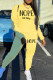 Yellow Casual Print Patchwork O Neck Long Sleeve Two Pieces