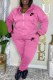 Pink Casual Letter Embroidered Hooded Collar Long Sleeve Two Pieces