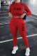 Red Casual Print Letter O Neck Long Sleeve Two Pieces