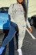 Grey Casual Print Patchwork O Neck Long Sleeve Two Pieces