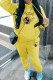 Yellow Casual Print Basic Hooded Collar Long Sleeve Two Pieces