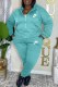 Baby Blue Casual Letter Embroidered Hooded Collar Long Sleeve Two Pieces
