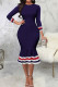 Purple Casual Solid Patchwork O Neck Trumpet Mermaid Dresses