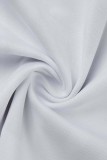 White Casual Print Basic O Neck T-Shirts