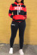 Red Casual Letter Striped Print Patchwork Hooded Collar Long Sleeve Two Pieces