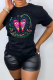 Black Street Cute Print Patchwork Letter O Neck T-Shirts