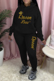Pink Casual Print Patchwork Hooded Collar Long Sleeve Two Pieces