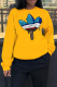 Yellow Street Sportswear Print Patchwork O Neck Tops
