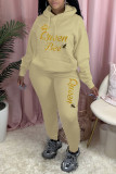 Pink Casual Print Patchwork Hooded Collar Long Sleeve Two Pieces
