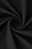 Black Sexy Casual Solid Patchwork Backless Oblique Collar Skinny Romper
