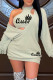 Green Casual Letter Print Basic O Neck Long Sleeve Two Pieces
