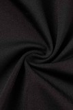 Black Sexy Casual Print Basic Half A Turtleneck Skinny Romper