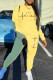 Yellow Casual Print Patchwork O Neck Long Sleeve Two Pieces