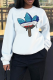 White Street Sportswear Print Patchwork O Neck Tops