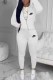 White Casual Print Letter Hooded Collar Long Sleeve Two Pieces