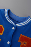 Camel Casual Letter Patchwork Contrast Turn-back Collar Outerwear