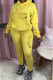 Yellow Casual Print Patchwork Hooded Collar Long Sleeve Two Pieces