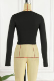 Black Sexy Casual Solid Hollowed Out O Neck Tops