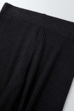 Black Casual Sportswear Solid Patchwork Turtleneck Long Sleeve Two Pieces