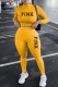 Yellow Casual Print Letter O Neck Long Sleeve Two Pieces