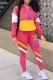 Pink Casual Letter Print Patchwork Zipper Collar Long Sleeve Two Pieces