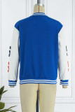 Camel Casual Letter Patchwork Contrast Turn-back Collar Outerwear