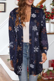 Red Casual Print Cardigan Outerwear