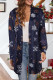 Blue Casual Print Cardigan Outerwear