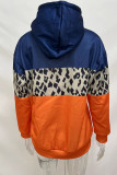 Pink Casual Print Patchwork Hooded Collar Tops
