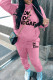 Pink Casual Letter Print Basic Hooded Collar Long Sleeve Two Pieces