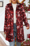 Red Casual Print Cardigan Outerwear