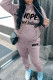 Silver Gray Casual Letter Print Basic Hooded Collar Long Sleeve Two Pieces