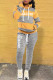 Yellow Casual Letter Striped Print Patchwork Contrast Hooded Collar Long Sleeve Two Pieces
