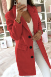 Pink Casual Solid Cardigan Turndown Collar Outerwear