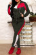 Army Green Casual Patchwork Contrast Hooded Collar Long Sleeve Two Pieces